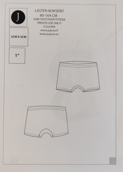 Kaava, LASTEN BOKSERIT 80-164cm, Jujuna